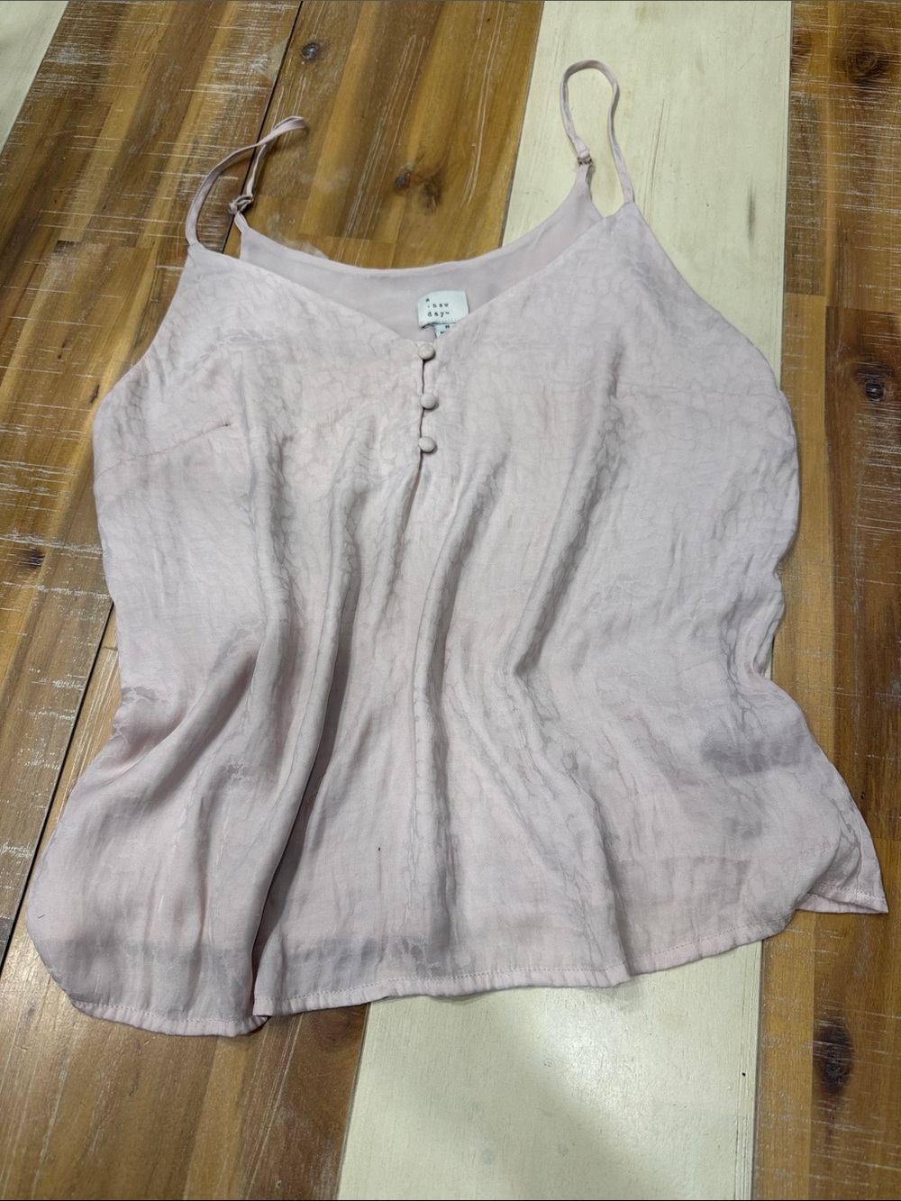 a new day Pale Blush Button-Front Spaghetti Strap Cami